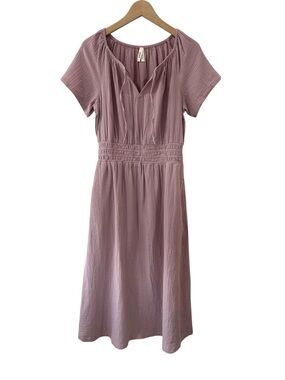Pact Coastal Double Gauze Midi Dress M mauve lavender haze cotton resortwear